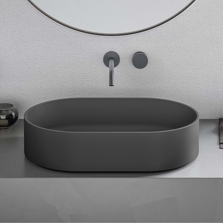 Ruvati 23-inch Matte Black epiStone Solid Surface Modern Bathroom Vessel Sink RVB2550BK